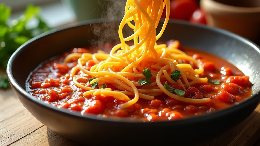 combine ingredients with sauce