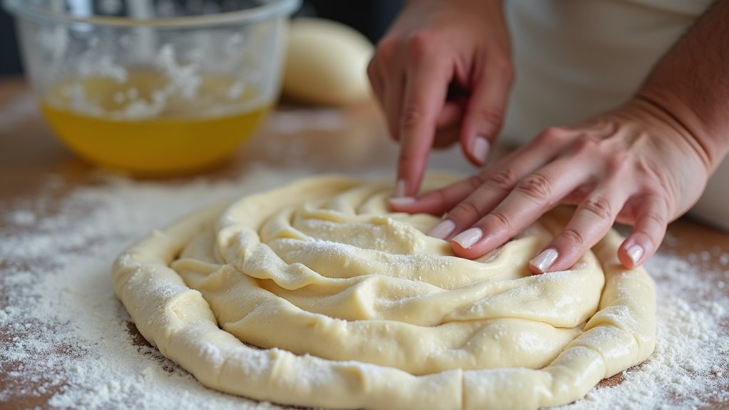 combine liquids and knead