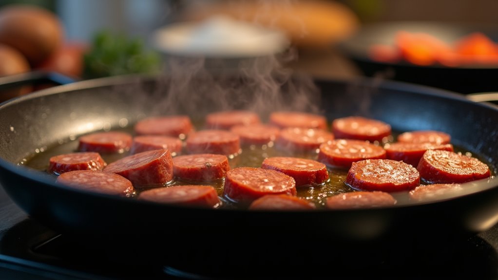 combine pasta and sausage