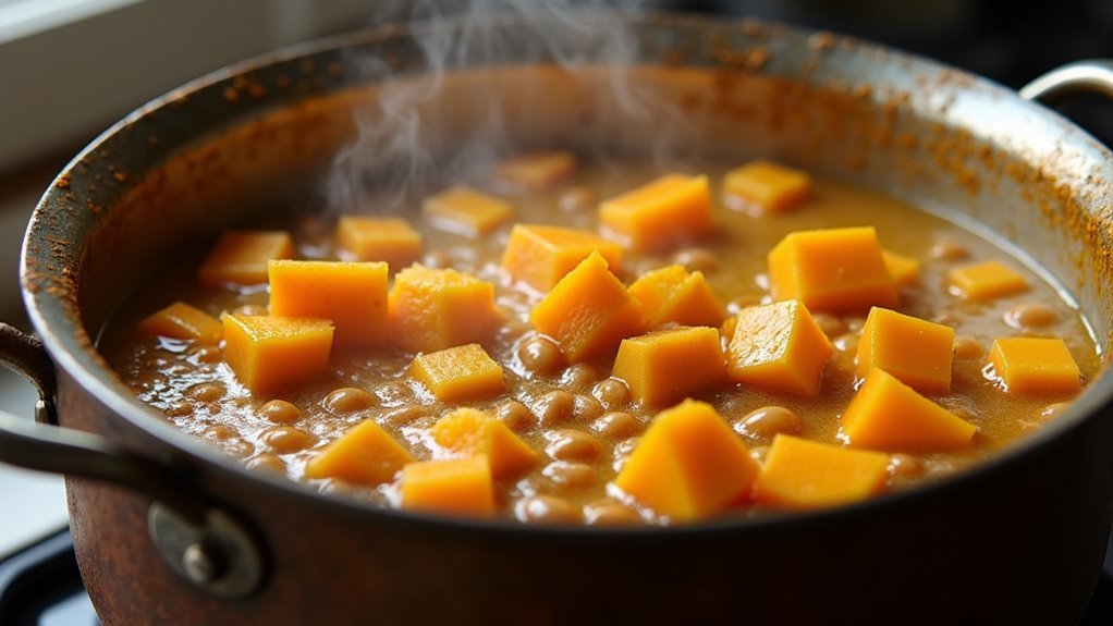 combine squash and lentils