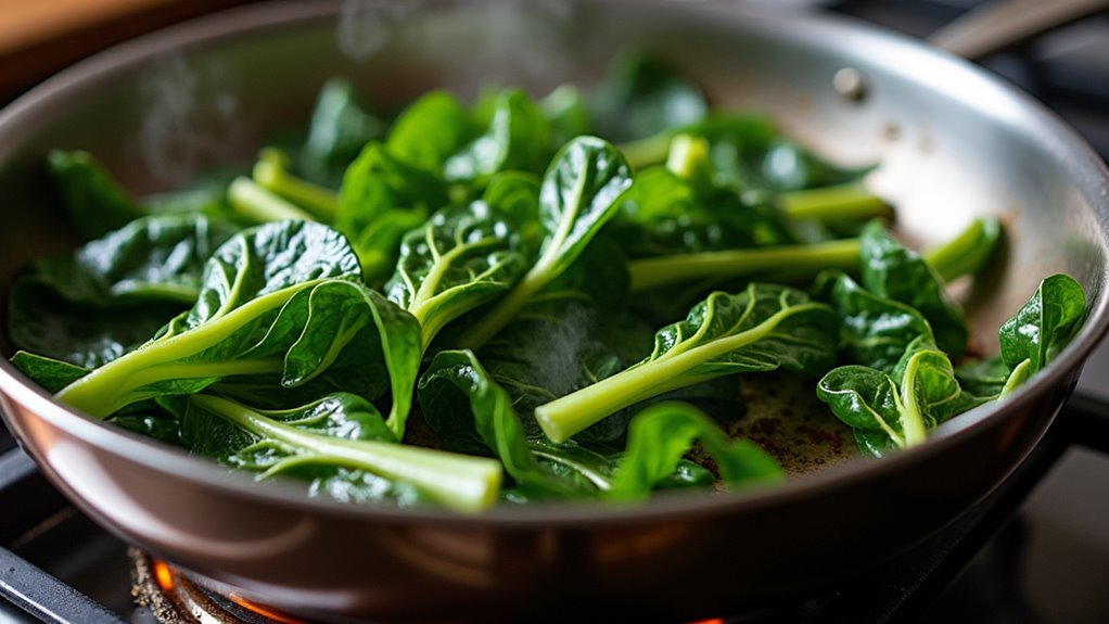 cook chard leaves until wilted
