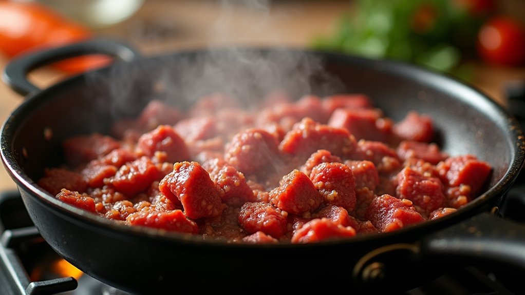 cook ground beef completely