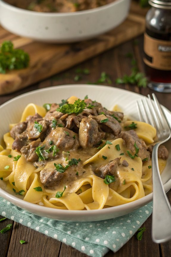 creamy beef pasta dish