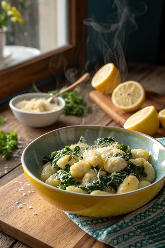 creamy lemon kale gnocchi