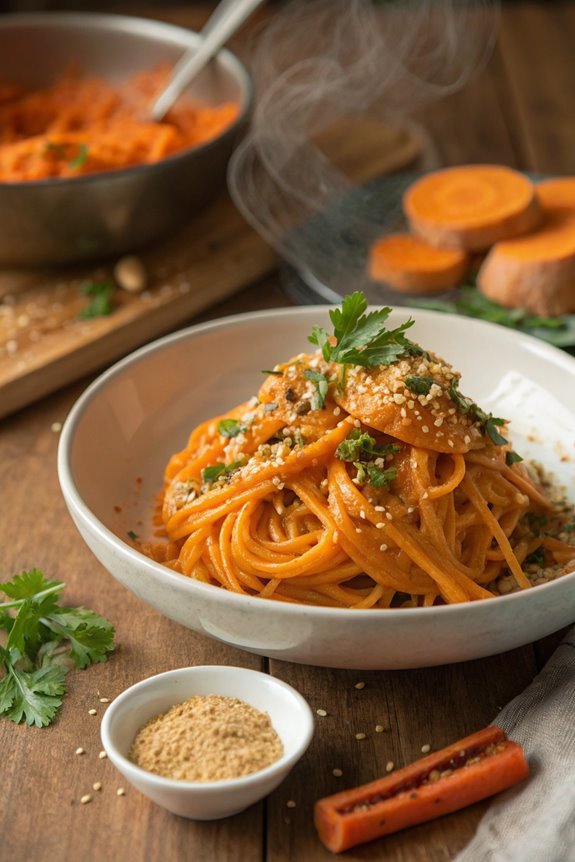 creamy miso carrot pasta