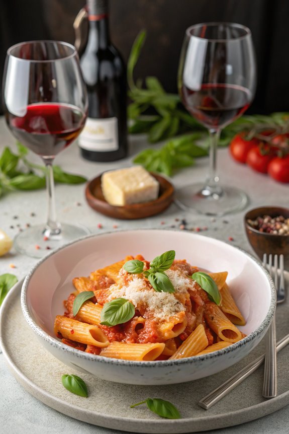 creamy tomato penne dish