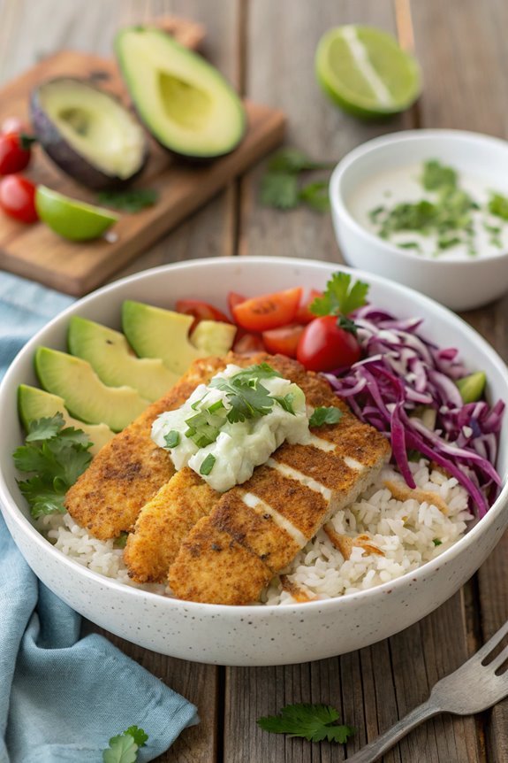 crispy fish taco bowls