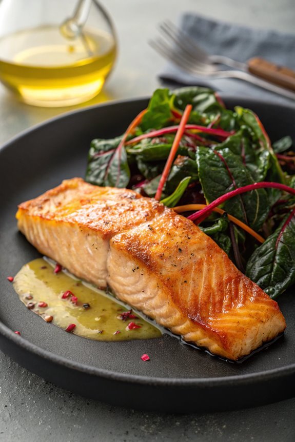 crispy salmon with chard