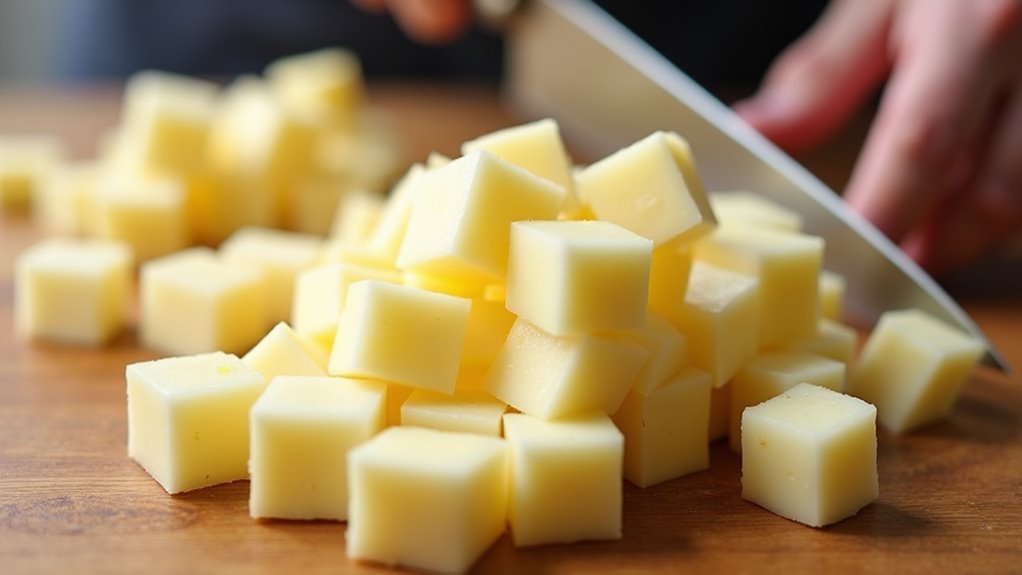 cube potatoes in uniform sizes