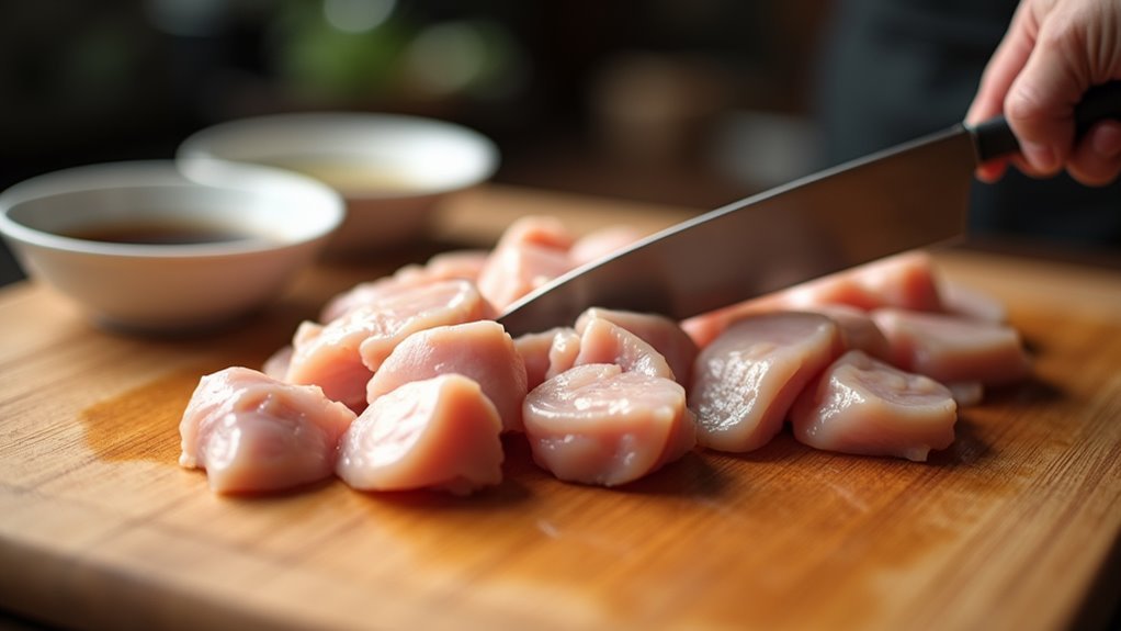 cut chicken into pieces