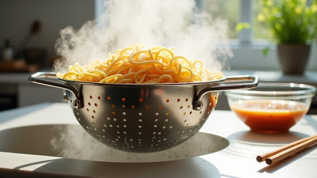 drain and discard noodles