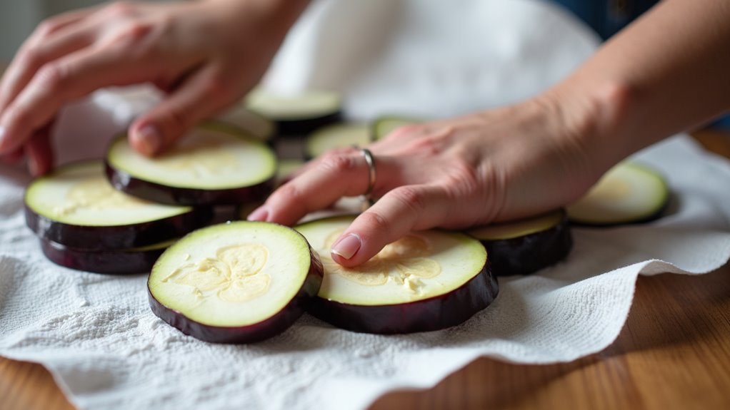 dry eggplant using towels