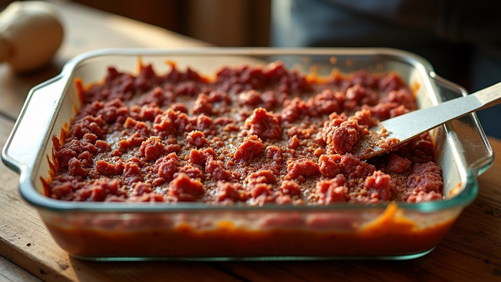 evenly distribute beef mixture