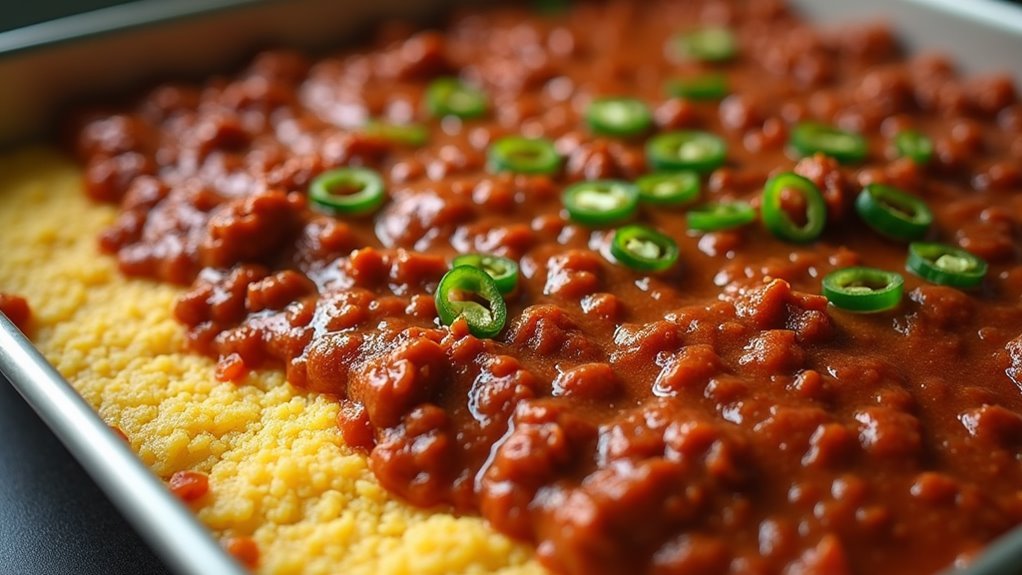 evenly spread meat mixture