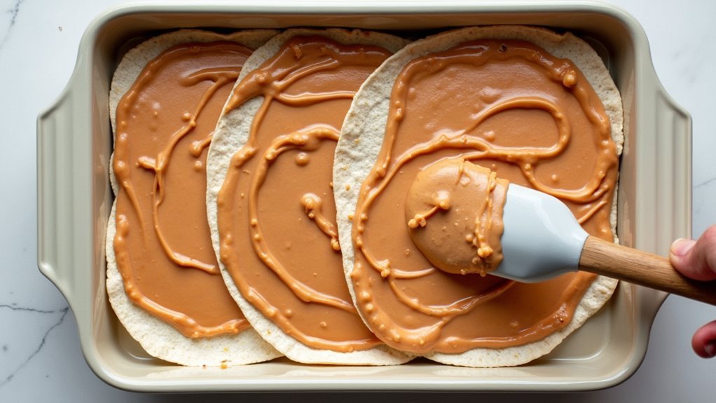 evenly spread refried beans