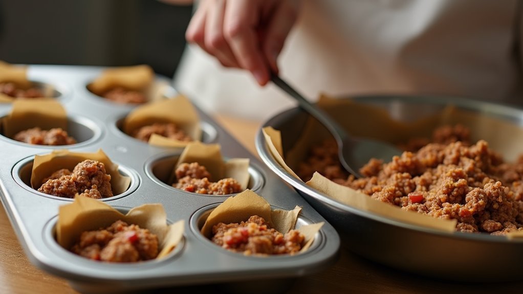 fill muffin tin evenly