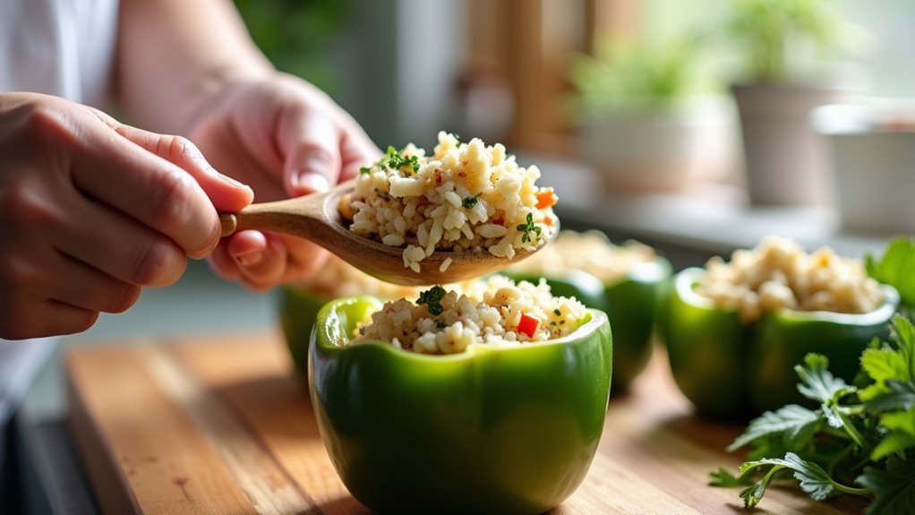 fill peppers with mixture