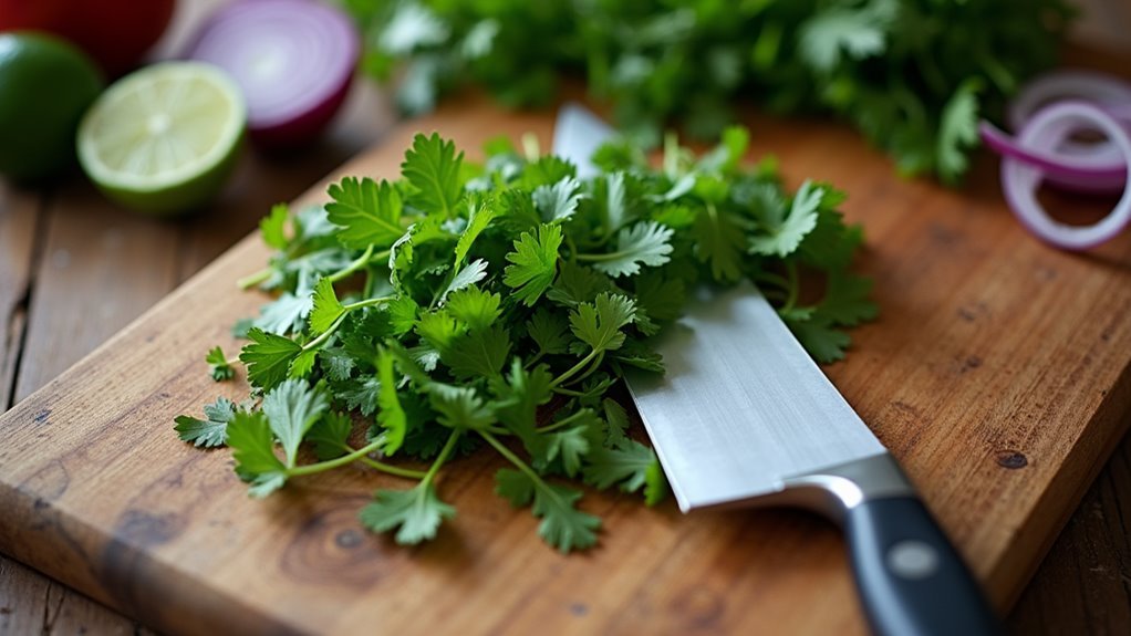 finely chop cilantro leaves