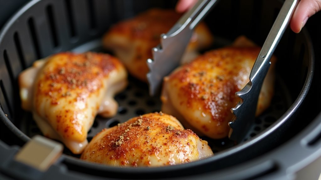 flip thighs during cooking