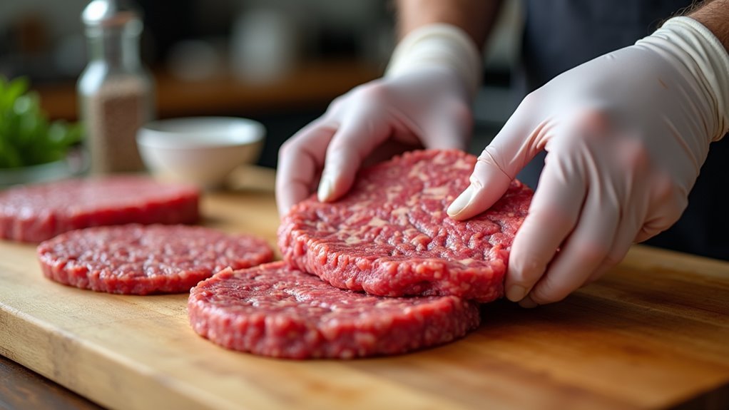 form oval beef patties