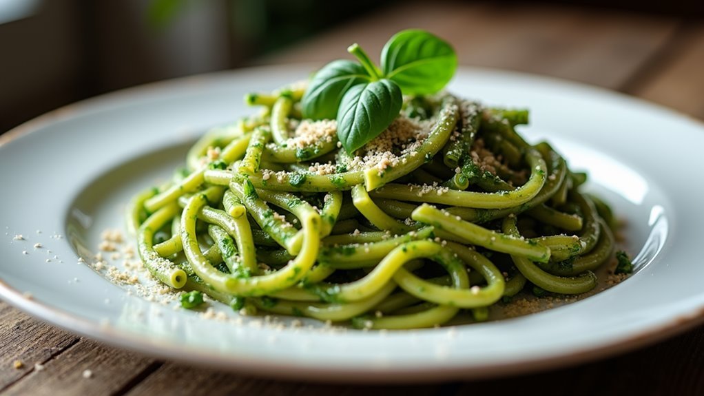 fresh spinach pesto pasta