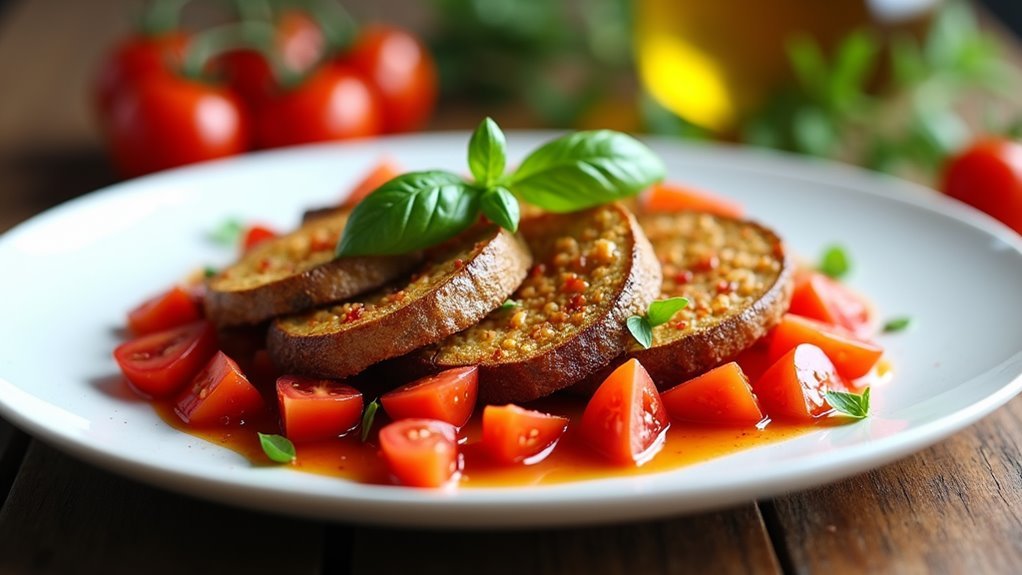 fried eggplant with tomatoes
