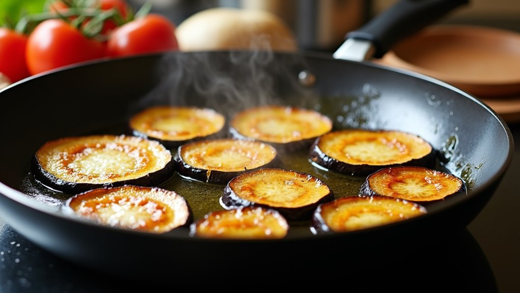 fry eggplant until golden