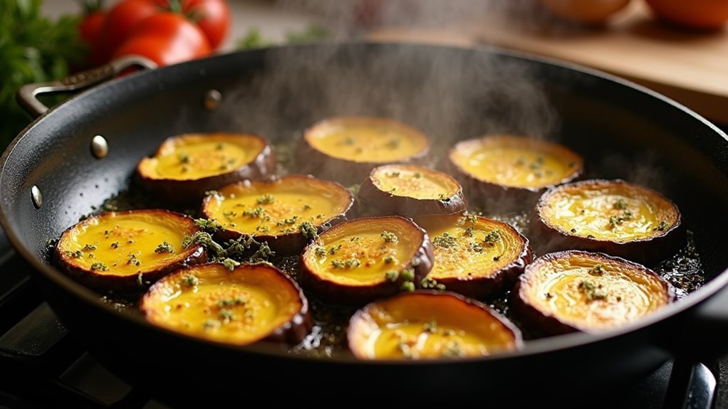fry eggplants until golden