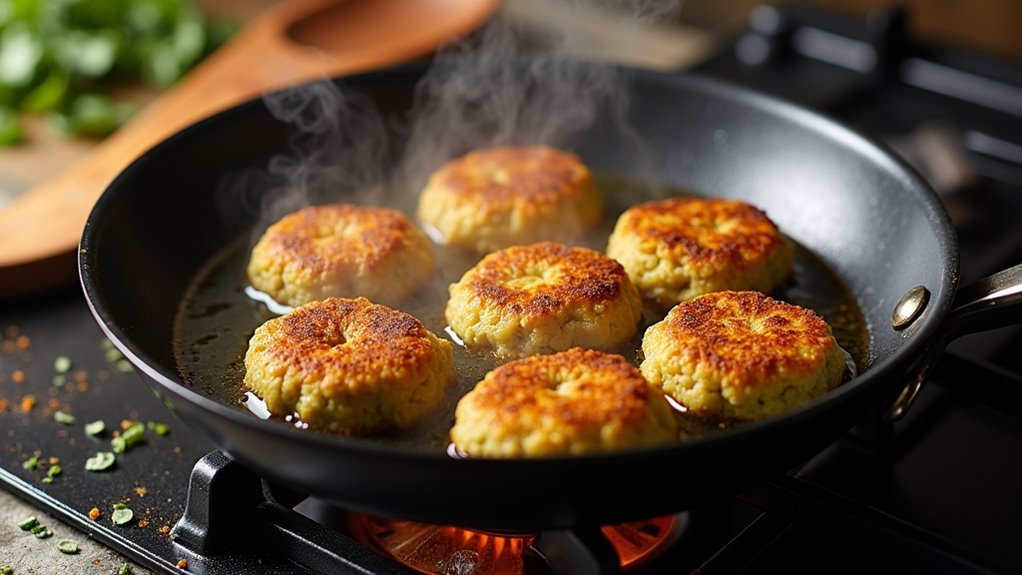 fry patties until golden