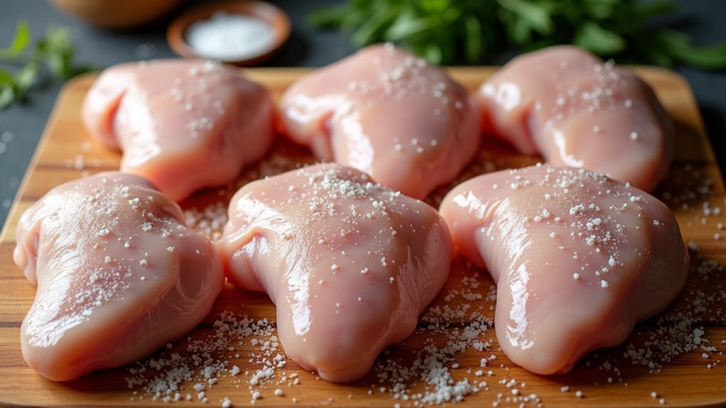 generously season chicken thighs