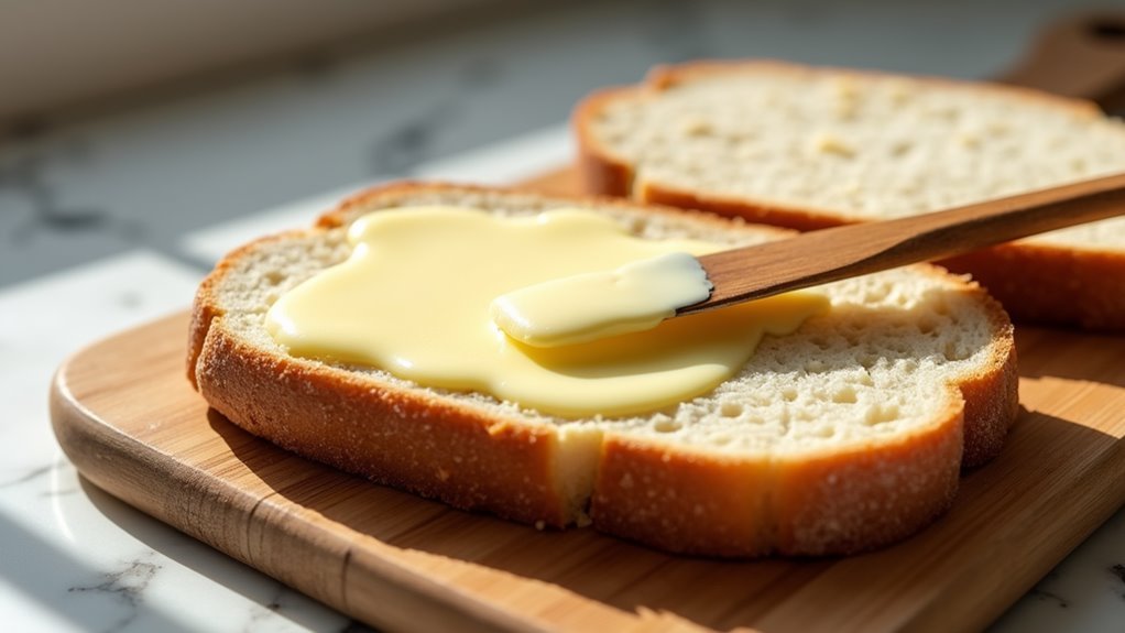 generously spread butter slices