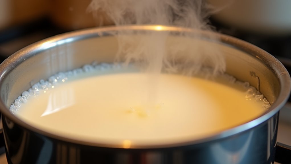 gently simmer the milk
