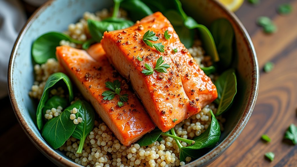 healthy spiced salmon bowl