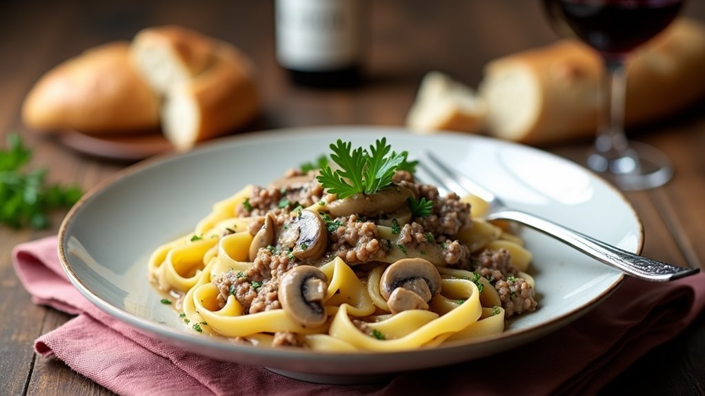 hearty beef stroganoff dinner