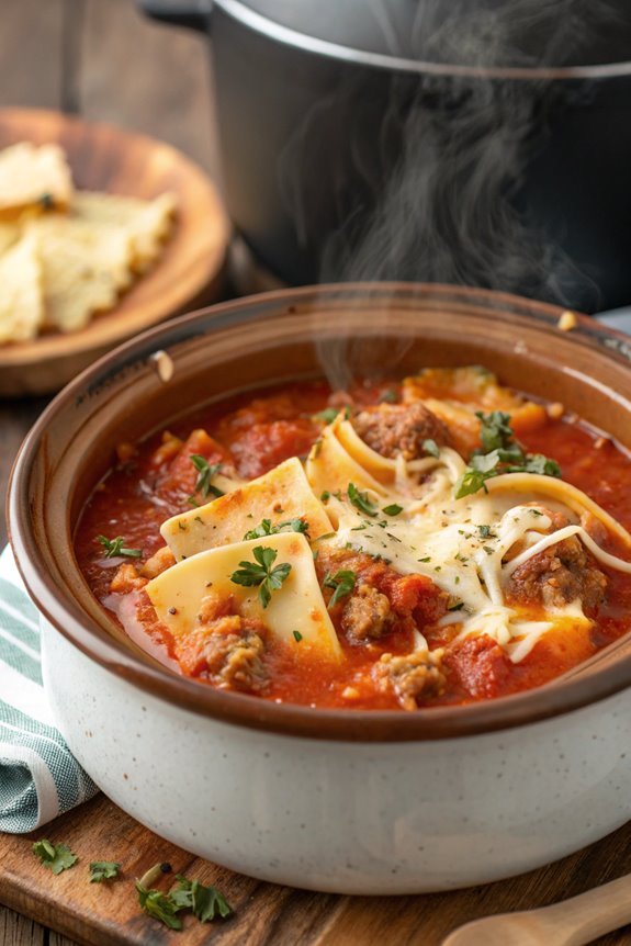 hearty lasagna inspired soup