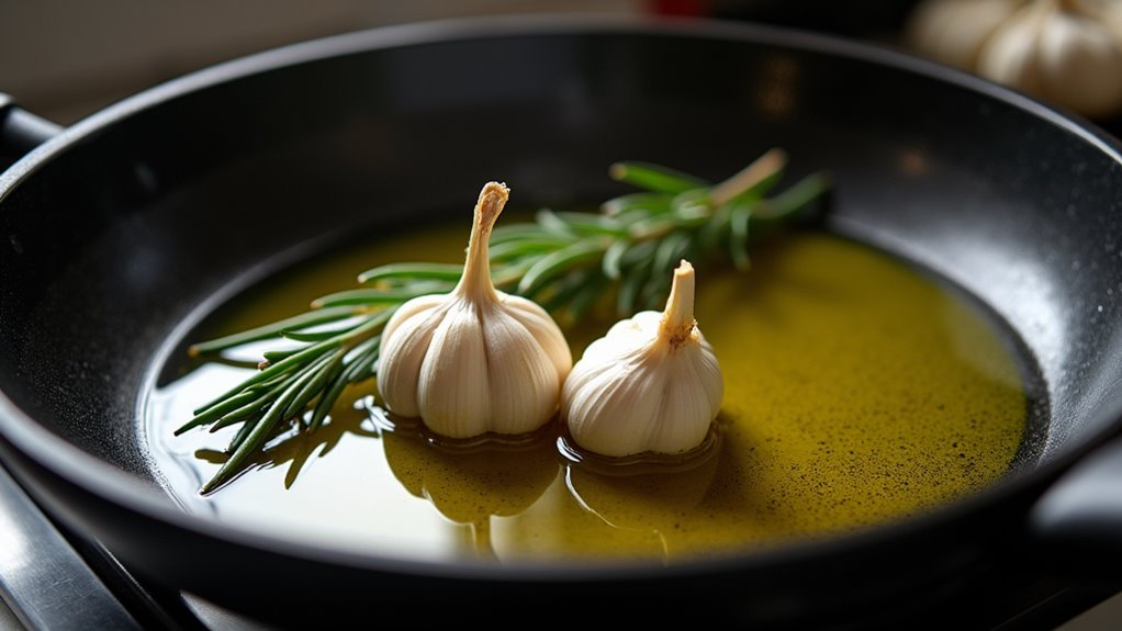 heat oil infused garlic