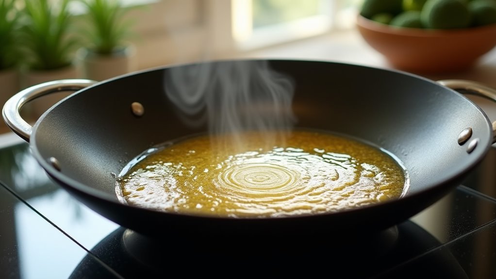 heat oil until shimmering
