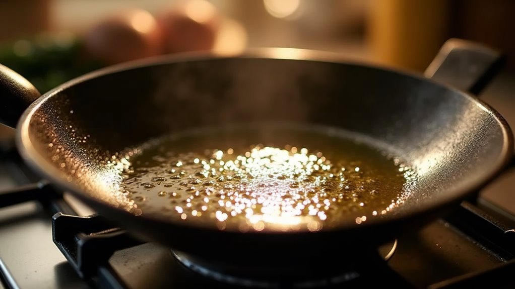 heat oil until shimmering