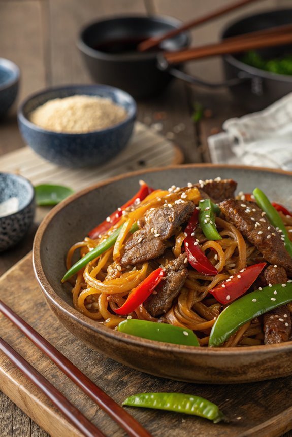 hoisin beef noodle stir fry