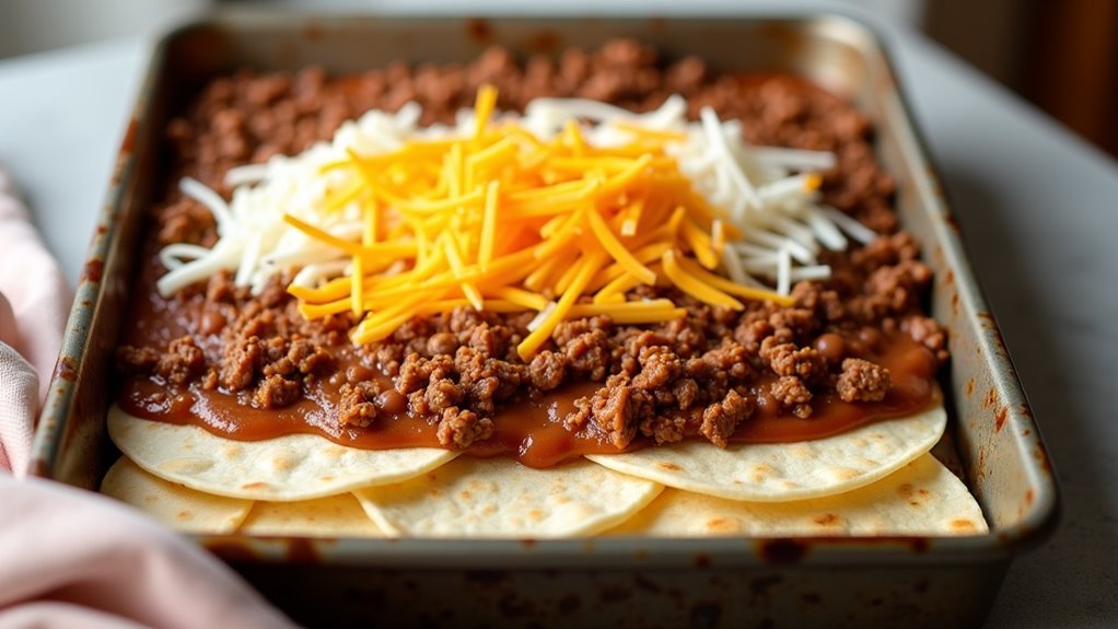 layer tortillas in dish