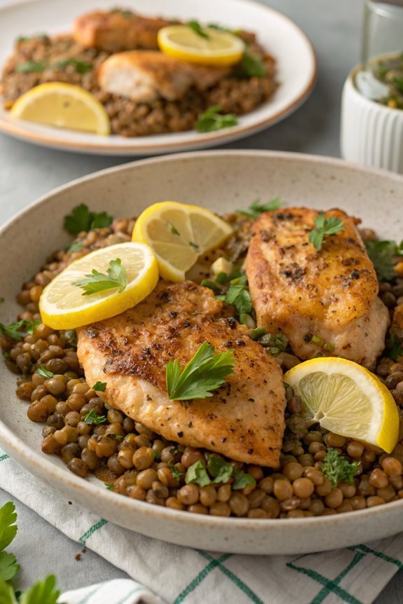 lemon infused chicken and lentils