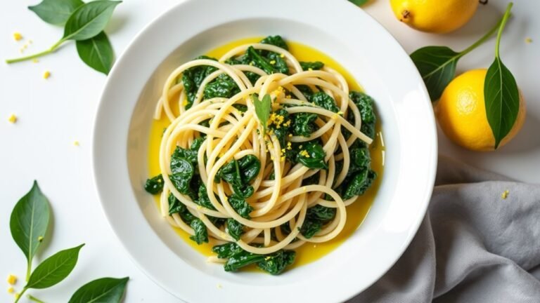 lemon spinach pasta dish