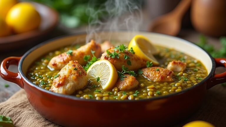 lemony chicken with lentils