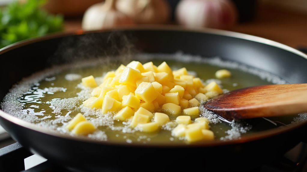 melt butter and add garlic