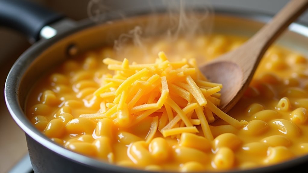 melt cheese by stirring