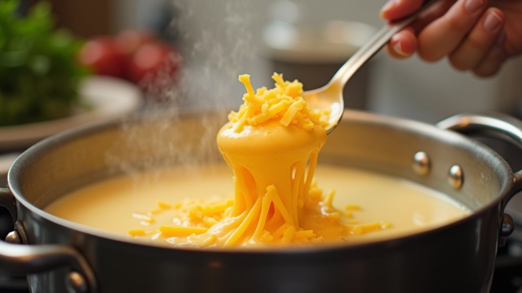 melt cheese by stirring