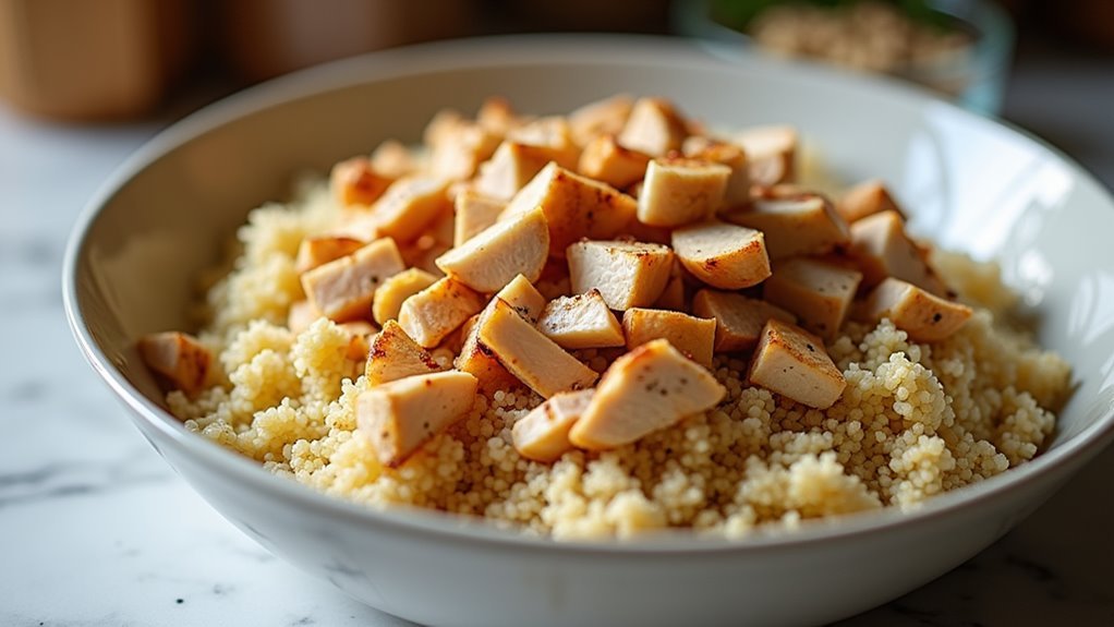 mix in almonds and dressing