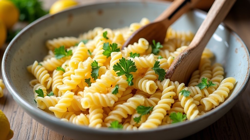 mix pasta and dressing