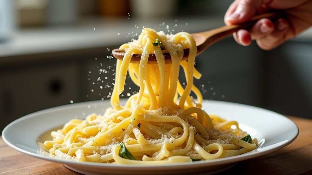 mix pasta and sauce