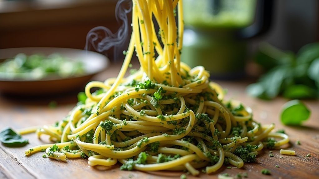 mix pasta with pesto